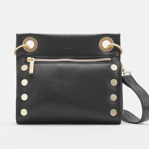 Hammitt Tony Small Leather Crossbody Bag Black and Brushed Gold